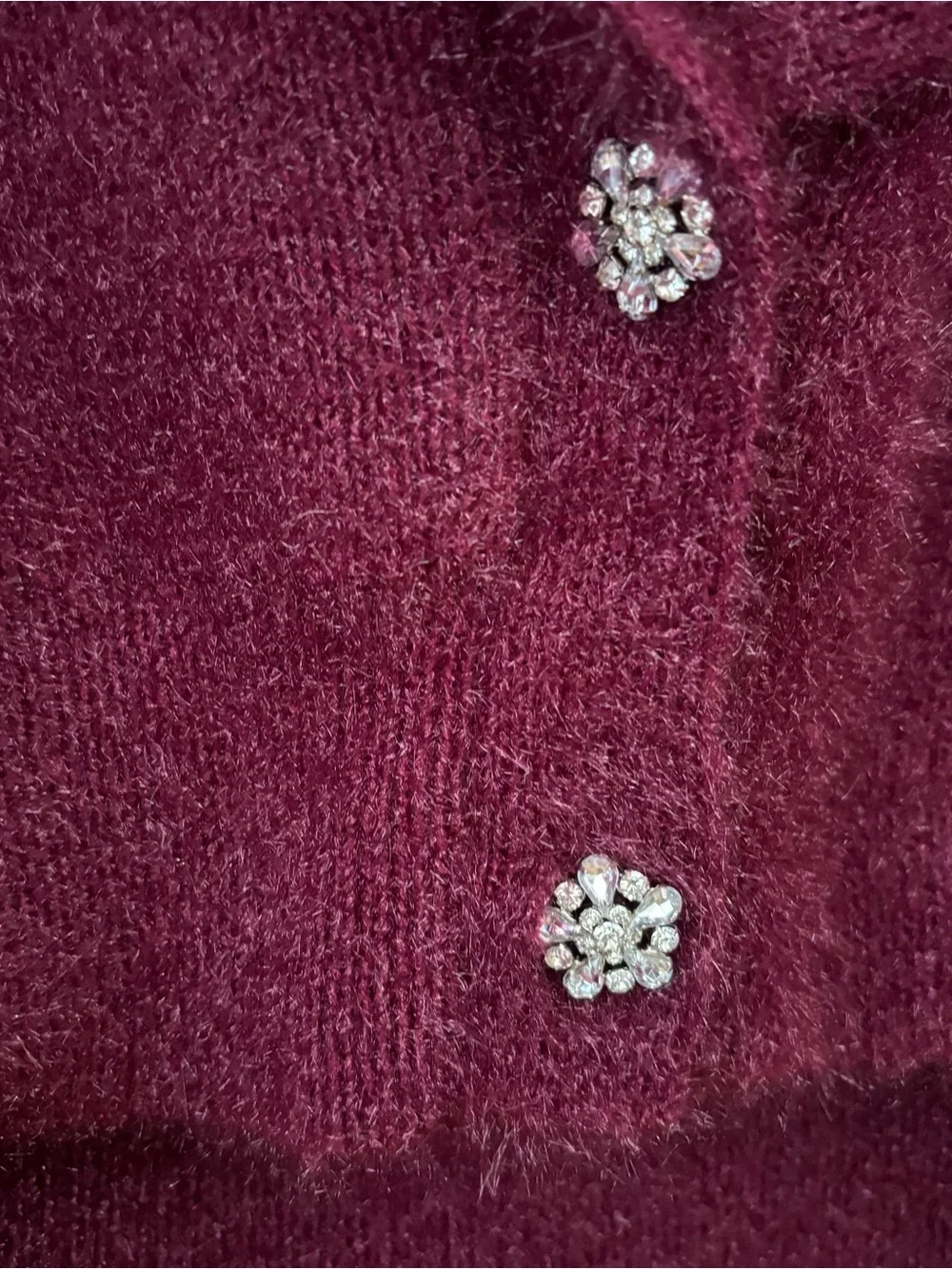 House of Harlow 1960 Cropped Plush Shawl Collar Cardigan in Berry